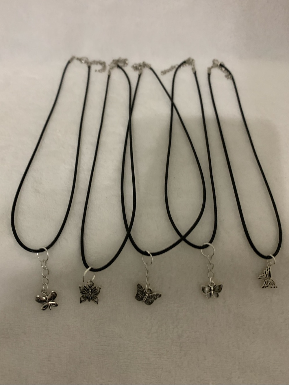 Black Butterfly Charm Necklace - Set of 6